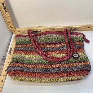 The Sak Crochet Striped Women's Shoulder Bag Multicolor Boho Knit Purse Tote